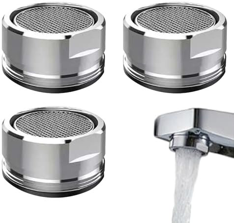 3 Pack Faucet Tap Aerator, Tap Filter, 24mm Faucet Aerator Faucet Bubbler Filter Insert Metal Tap Diffuser Faucet Flow Restrictor with Rubber Gasket for Sink Taps in The Kitchen Bathroom and Public