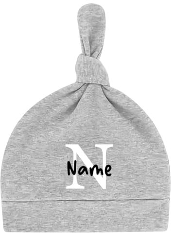 Ahoiikids Personalisierte Newborn Baby Mütze mit Namen - Weiche Baumwolle, Handmade, Neugeborenen Geschenk, Unisex Beanie für Jungen & Mädchen - Perfekt für Baby Shower oder Geburt