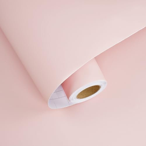 HotDecor Peel and Stick Pink Wallpaper 60cm X 300cm Vinyl Wrap for Kitchen Cupboards Girls Wallpaper For Bedroom Plain Pink Sticky Back Plastic Wall Paper Roll Living Room Worktop Vinyl Covering