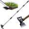Ryfpdml Herramienta extractora de malezas con mango largo, rastrillo manual 2 en 1 y azada de jardín de 150 cm, herramientas de jardinería, regalo para niños y adolescentes (F)