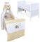 Generisch Baby Delux Babybett Komplett Set 9-TLG Kinderbett umbaubar zum Juniorbett 70x140 Matratze Jack Bettset Chiffonhimmel (Eule beige)