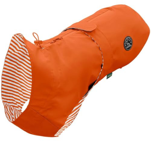 HUNTER Hunde-Regenmantel Milford, Farbe: orange, ergonomische Passform für optimalen Schutz, individuell verstellbar, Reißverschluss für Geschirrträger, pflegeleicht & waschbar bei 30 °C, Größe: 35