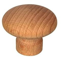 Bouton rond avec insert, hêtre poncé, D.30mm, Hauteur 26mm, 6 pièces avec visserie.
