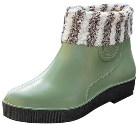 Stivali da pioggia da donna, corti, impermeabili, antiscivolo, imbottiti, mezze alti, per lavori di giardinaggio, da giardino, per esterni, taglia 35 – 41, verde, 41 EU