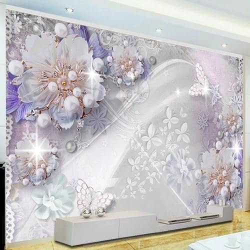 YueMingDi 3D Modernes Wandbild Dekoration Schlafzimmer Lila Blume Schlafzimmer Tapete Tapete Wohnzimmer Wandbild-200Cm×140Cm