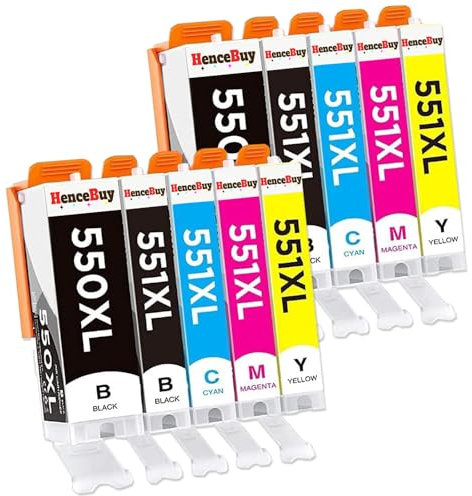 HenceBuy 550 551 XL Patronen Kompatibel für Canon PGI-550 CLI-551 XL Druckerpatronen für Pixma IP7250 MX925 MX920 MX725 MG5650 MG5550 MG6450 MG7550 MG6650 MG5400 MG5450 IP7200 IX6850 (10er-Pack)