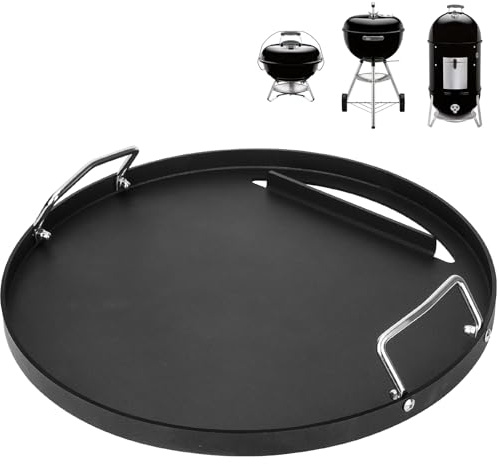 DELSbbq Full Size Griddle Insert for Weber 18 Charcoal Grill, Carbon Steel | Griddle for Weber 18 Original Kettle/Jumbo Joe/Smokey Mountain, Replacement for Weber Grate 7432/7433, with Silicone Gloves