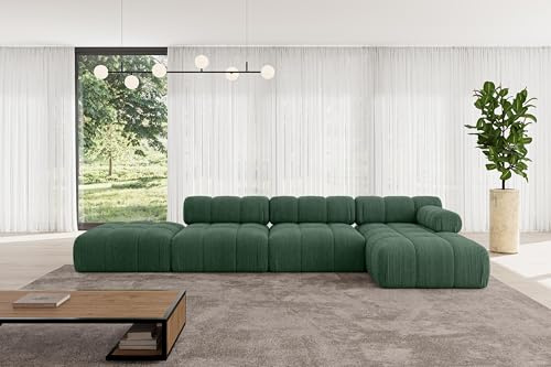 ALTDECOR Modulares Sofa Ecksofa in L-Form Corner modular Sofa Eckcouch Couch Wohnlandschaft Cauchsofa Polstersofa Lizur-L2-380x160x70 cm Grün