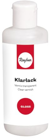 Rayher Klarlack gloss, Aufstrich Lack, klar, glänzend, Flasche 80 ml, wetterfest, für Innen- und Außenbereich, Glanzlack, 35092000, Glossy