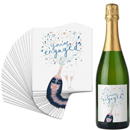 Wine Bottle Labels, Bridesmaid Gift, 20Pcs Elegant You’re Engaged Bridesmaid Proposal Mini Champagne Labels Waterproof Personalized Sticker Set for Bridesmaid Invitations and Engagement Party Favors