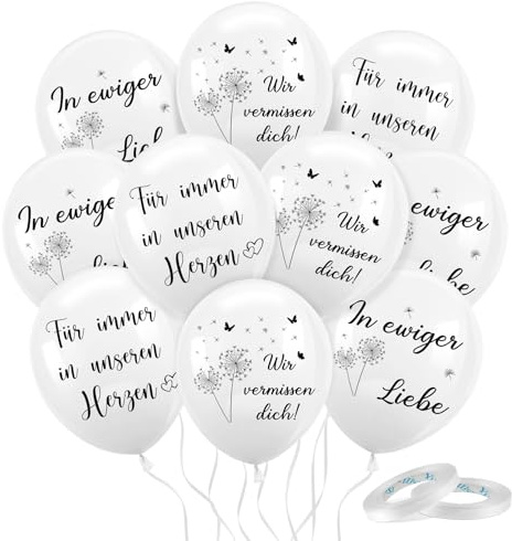 30pcs Weiße Trauer Beerdigung Luftballons, Trauer Deko Ballons Helium 12 Zoll, Biologisch Latexballons Beerdigung Deko für Trauerfeier Begräbnis Gedenken, Wir Vermissen Dich, In Ewiger Liebe