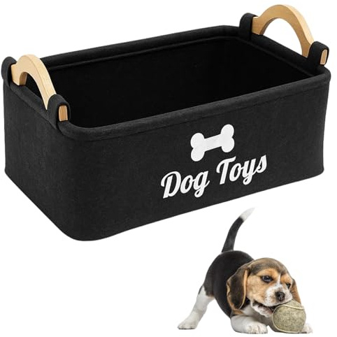 SongBuydn Hundespielzeug Aufbewahrung, Spielzeugkiste Für Hund, Aufbewahrungsbox Schwarz 38x25x18cm, Praktischer Spielzeug Korb Für Haustierbedarf, Ordnung Und Sauberkeit Im Wohnbereich