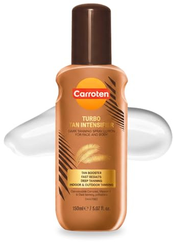 Carroten Turbo Tan Intensifier | Tanning Primer for Fast Long-lasting Results | Deep Tanning Spray Lotion for Face & Body | Quick-Drying, Lightweight Hydration | Made in Greece | 5 oz