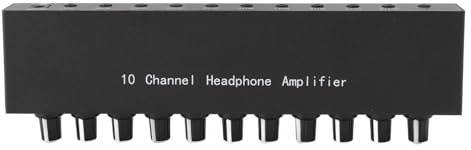 RASTKY Amplificatore per Cuffie Stereo Portatile a 10 con Controllo di Uscita Indipendente Presentazione Precisa DC 12V, 1 Ingresso 10 Uscite, Lega di Alluminio, 9,1x2,1x1,2 Pollici, Produttori
