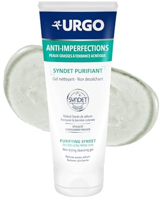 Urgo Reinigungsgel für zu Akne neigende und fettige Haut, seifenfrei 200 ml | Syndet, nicht austrocknend - reinigende und ausgleichende Wirkung, reduizert Talg und stellt die Hautbarriere wieder her