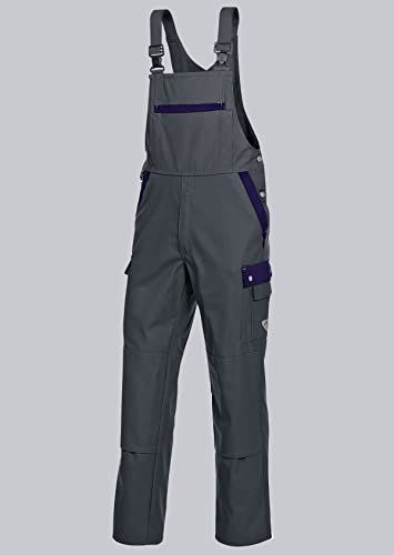 BP Profil 1844-720-153 Latzhose - Stretch-Hosenträger - Verstellbarer Bund - Taschen für Knieschoner - 65% Polyester, 35% Baumwolle - Kurze Passform - Größe: 28 - Farbe: dunkelgrau/dunkelblau