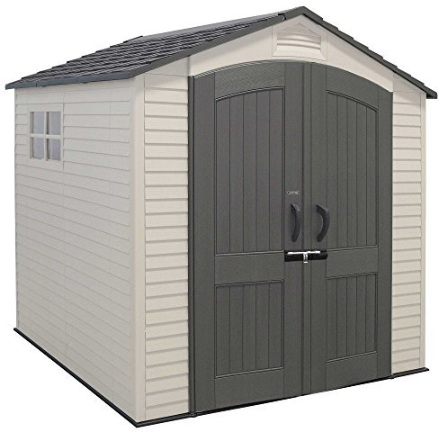 Lifetime LFT Abri de Jardin en Plastique résistant, 2,4 x 3 m, Sable du désert/Blanc 7ft x 7ft Beige