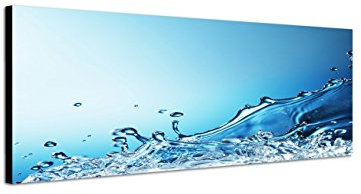 Augenblicke Wandbilder Keilrahmenbild Wandbild 150x50cm Wassertropfen Hintergrund blau