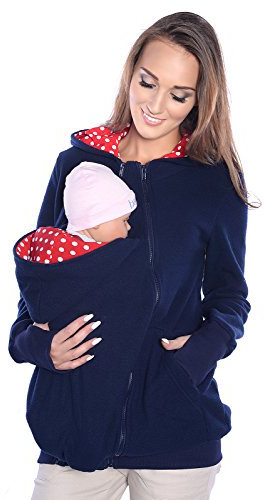 Mija - 3in1 Tragejacke, Umstandsjacke/Fleece Tragepullover für Tragetuch für Babytrage 4018A (XL / 42, Dunkeblau)