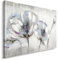 Feeby Quadro Su Tela Fiori Shabby Chic XXL 120x80 cm 1 pezzo Stampa Murale Fotografia Decorazione da parete Immagini Moderni per Soggiorno Camera da Letto Ufficio Cucina Vintage Papaveri Bianco Rosa