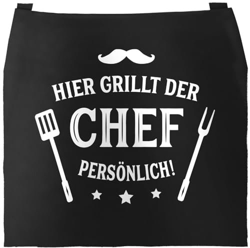 MoonWorks® Grill-Schürze für Männer mit Spruch Hier grillt der Chef persönlich schwarz unisize