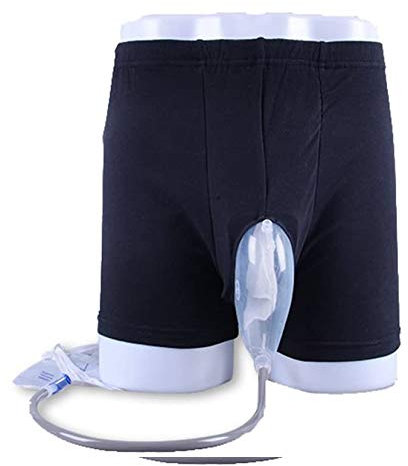 WGE Männliche Inkontinenz Wiederverwendbare Tragbare Unterhose Komfort Atmungsaktiv Urinal System Mit Sammlung Urin Tasche,XXL