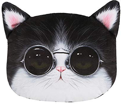 ZOOENIE Reisekissen Kinder Nackenhörnchen Weiche & Nette Tier-Nackenkissen, Unterstützt den Kopf, Nacken Baby Nackenstützen Schlafkissen Ideal für Autositz Kopfstütze Kissen (Sonnenbrille Katze)