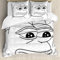 ABAKUHAUS Humor Bettwäsche Set für Doppelbetten, Weinend Frosch Meme Cartoon, Weicher Microfaserstoff Allegigeignet kein Verblassen, Schwarz Weiß