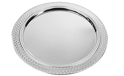ARTE DEGLI ARGENTI SOTTOPIATTO Vassoio da TAVOLA Diametro Cm.37,5 in Metallo Lucido e RIFINITURA in Argento 925% con Decoro FESONATO sul Bordo Made in Italy 81244