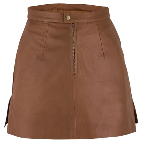 German Wear Mini Lederrock aus Lammnappa Minirock Trendiger Business Rock Echtleder Karamell - 40