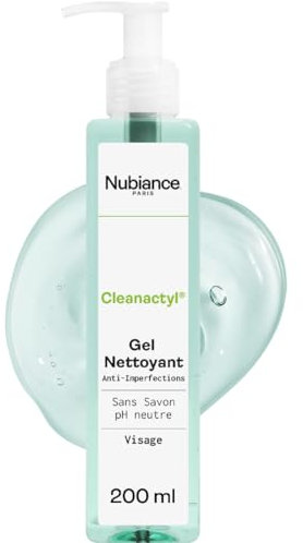 NUBIANCE - Cleanactyl® Gel 200ml - Für Akne-Haut & Unreinheiten - Feuchtigkeitsspendend & Reinigend - Männer/Frauen