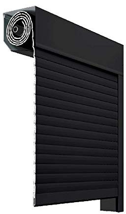 Kit complet de volet roulant en aluminium 45° avec moteur et bouton mural (1200 x 1200 mm, noir)