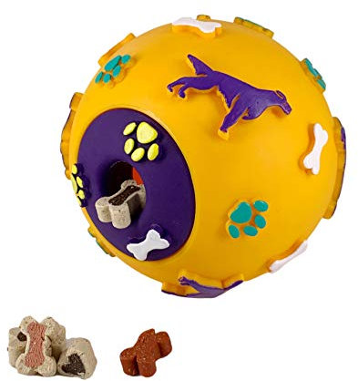 AVANZONA Hundespielzeug Futterball Hund. Futterspender. SnackBall für Mittlere und Große Hunde. Hundeball Naturkautschuk. 11cm, Zufallsfarben.