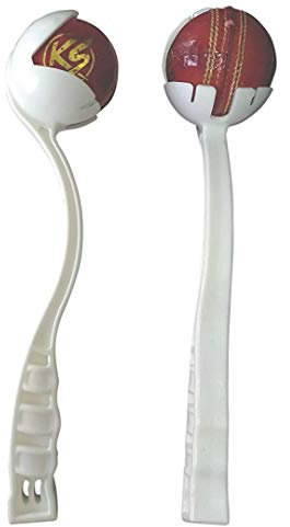 Kalindri Sports Cricketballwerfer, Weiß, 120+ km/h Geschwindigkeit, kompatibel mit Leder, Tennis, synthetischen Bällen, 2 Stück (Werfer mit Lederball)