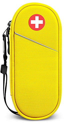 SITHON EpiPen Medical Tragetasche, tragbare Notfalltasche Isolierte Medikament Tasche Organizer für 2 EpiPens, Asthma-Inhalator, Anti-Histamin, Auvi-Q, Allergy Medicine Essentials, (Gelb)