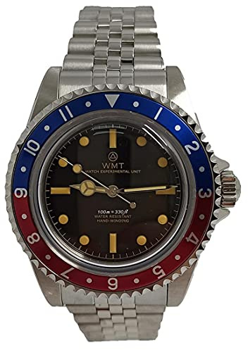 Walter Mitt Royal Marine Vintage Stahl Automatik Schwarz Rot Blau Hurren Uhr
