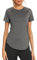 Wayleb Sportshirt Damen Lang Sport T-Shirt Rundhals Kurzarm Sport Longshirt Fitness Laufshirt Funktionsshirt Sommer Gym Yoga Running Oberteile Top, Dunkelgrau M