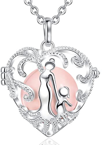 AEONSLOVE Bola Klangkugel Schwangerschaft Engelsglöckchen Kette für Schwangere Mutter und Baby Käfig Anhänger Mexikanischer Musikball, 2 Ketten