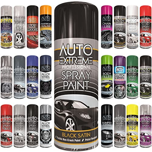 Classic Signature - 1 x Auto Extreme Black Satin Spray Paint 400ml, Professional Quality, Perfect Finish for Cars, Bikes,Vans, Metal, Wood