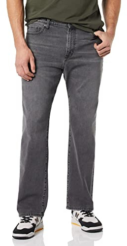 Amazon Essentials Herren Bootcut-Jeans mit gerader Passform - Auslauffarben, Verwaschenes Grau, 34W / 33L