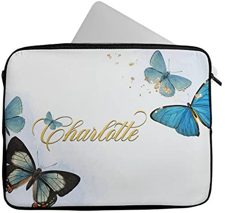 Personalised Any Name Butterfly Design Laptop Case Sleeve Tablet Bag Chromebook Gift 353 (14-15 inch)
