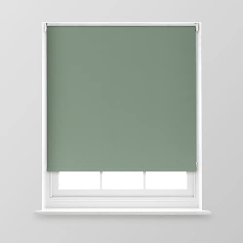 A.Unique Home Premium Trimmable Thermal Blackout Roller Window Blind in a Variety of Colours and Sizes Ideal for any Room - 5FT - SAGE - 150cm (W) x 170cm (L) | 59 (W) x 66.9 (L)