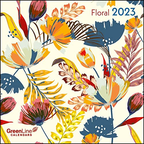 GreenLine Floral 2023 - Wand-Kalender - Broschüren-Kalender - 30x30 - 30x60 geöffnet - Blumen (GRID CALENDAR)