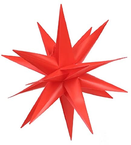 Gresonic 10LED einzeln Weihnachtsstern Lichterkette Batteriebetrieben (Rot, Durchmesser 60cm)