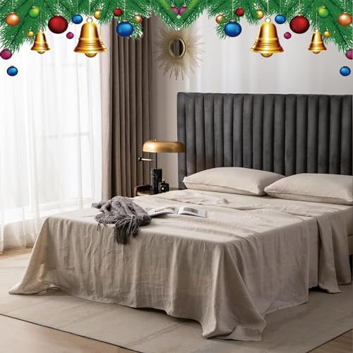 CHUFFED Lenzuolo in 100% lino, lavabile in lino, traspirante, per case coloniche, con finitura morbida, solo 1 letto (250 cm x 275 cm, lino naturale)