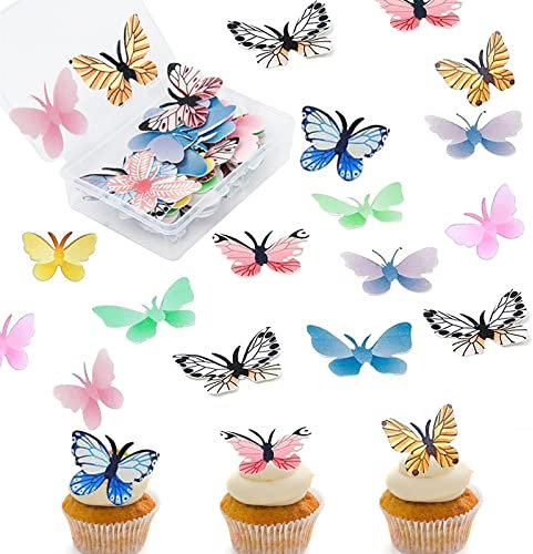 GoldRock 72 Stück Essbare Schmetterlinge für Torte,Esspapier Schmetterling Tortendeko,Tortendeko Essbar Schmetterling, Schmetterlinge Deko Torte für Kuchen,Hochzeit,Cupcake Decoration, Geburtstagsdeko