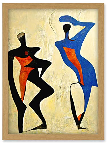 Doppelganger33 LTD Two Figures Dancing Modern Abstract Painting Artwork Framed Wall Art Print A4