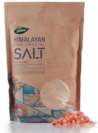 Dabur Himalayan Pure Pink Salt - 1kg (Fine) | 100% Natural With Vital Nutrients | Premium Unrefined | Gluten Free | Halal - Kosher Certified Salt | For Good Health & Lowering Blood Pressure