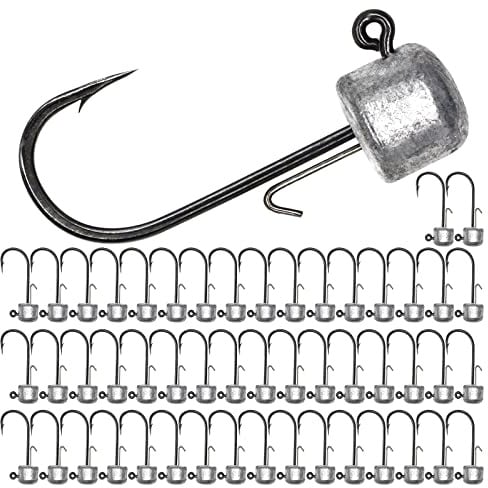 UperUper Ned Rig Jighaken-Kits, Jigköpfe für weiche Köder, Standard-Angel-Jighaken, 0,9 l, 1/8 Unzen, 1/6 Unzen, 1/4 Unzen, 50 Stück