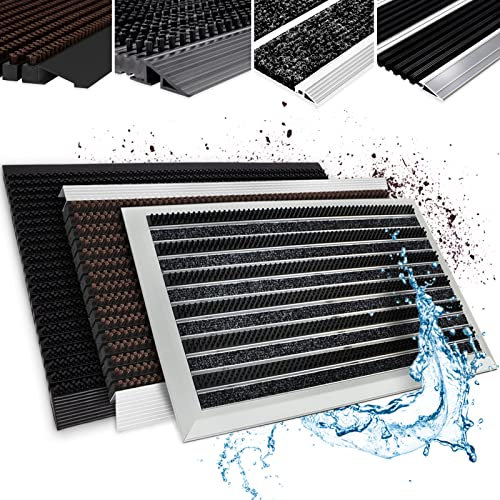 KARAT Fußabtreter für Innen & Außen - Fußmatte mit Hochleistungs-Bürsten - Eingangsmatte - Schmutzfangmatte Schuhabstreifer Türmatte (60 x 90 cm, Power Brush - Schwarz)